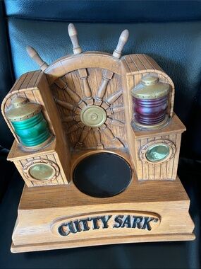 Cutty Sark Nautical Bottle Display in Brown with Green and Purple Accents